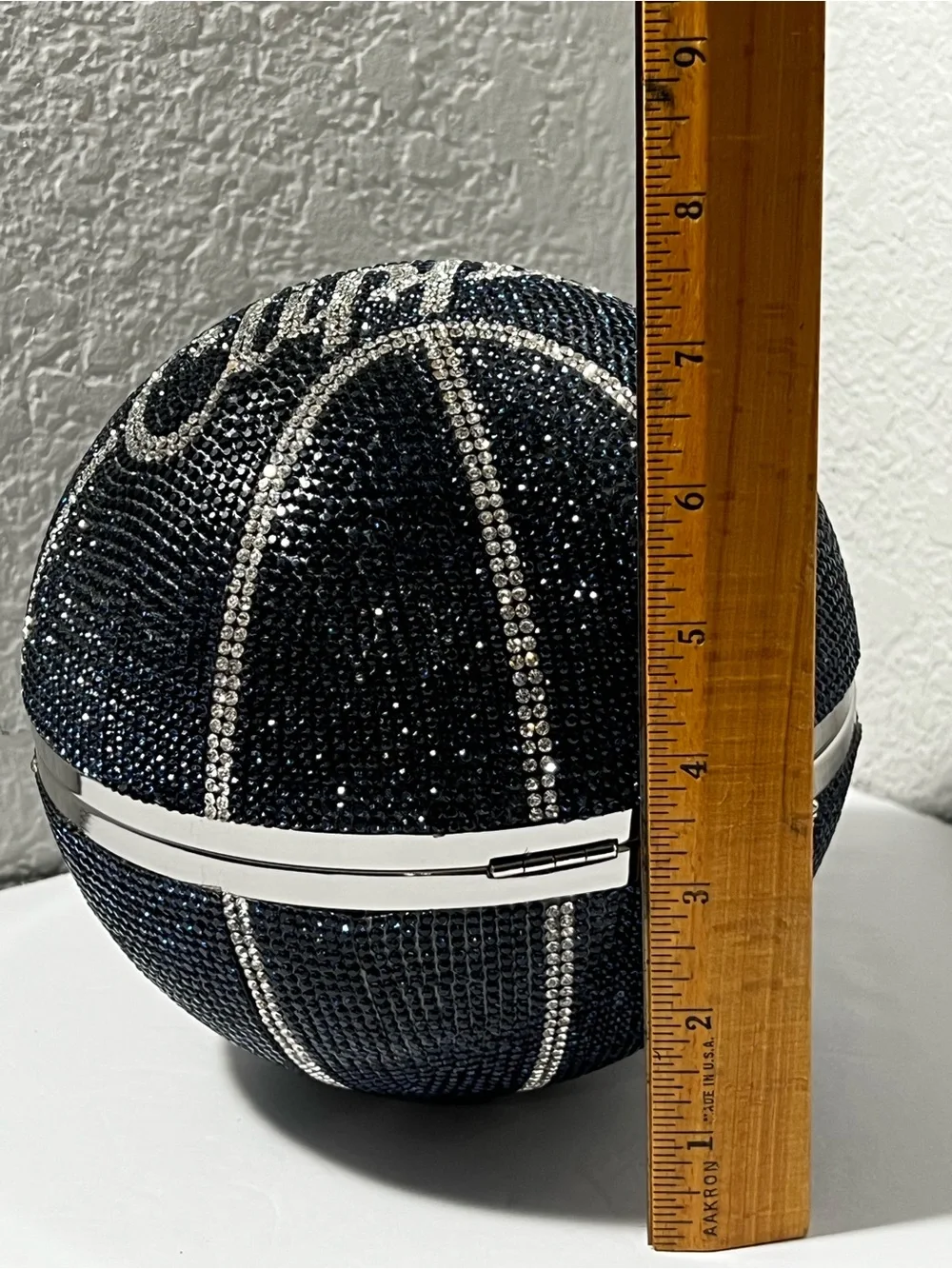 NBA LA Clippers Rhinestone Basketball Round Clutch Purse Evening Bag Blue Silver